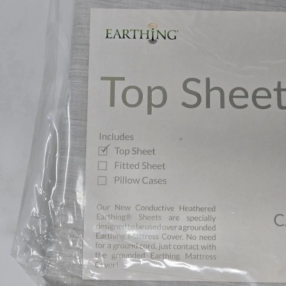 EARTHING GROUNDING BEIGE FLAT BED SHEET 98% COTTON 2% AGFLEX SILVER SIZE KING